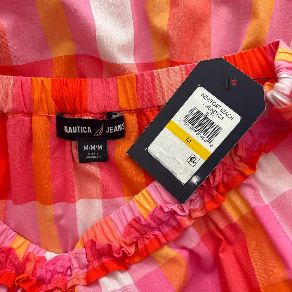 Nautica Jeans Women's Medium 100% Cotton Bright Plaid Ruffle-Trim Maxi Skirt NWT - Picture 6 of 6